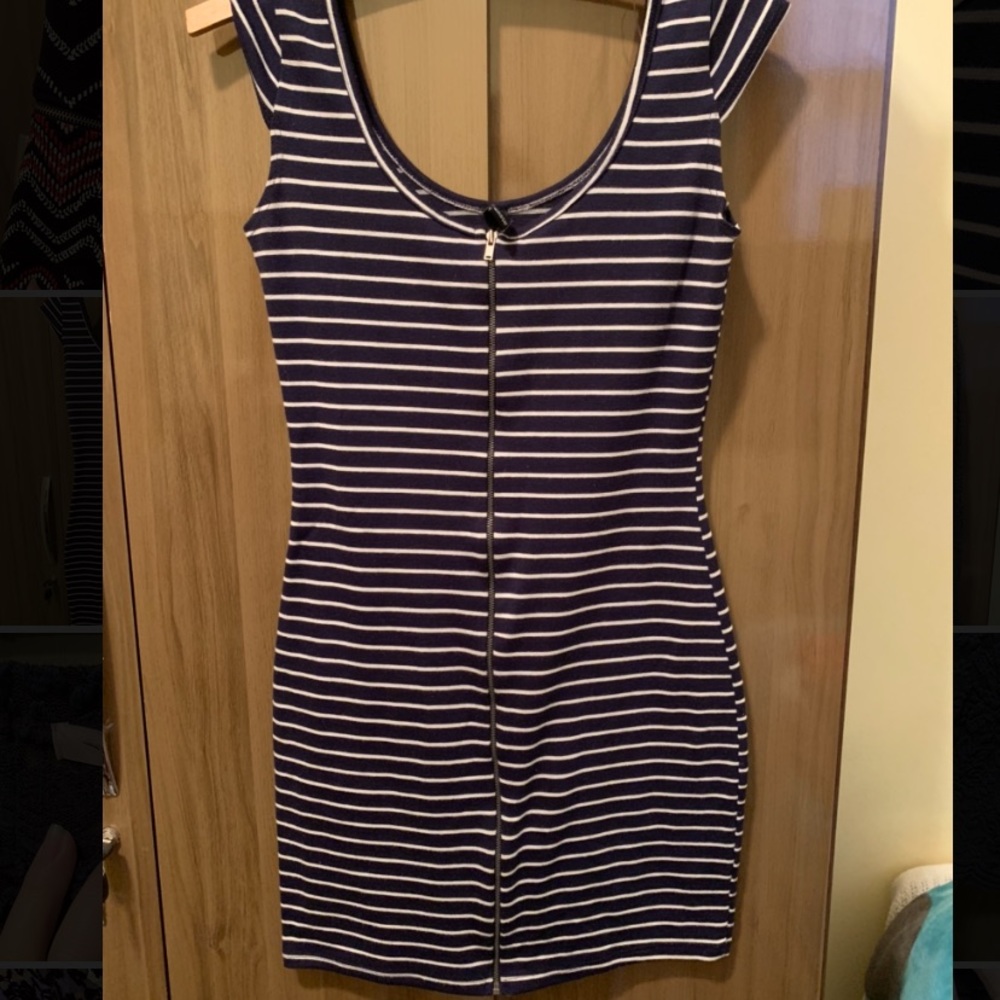 White and Navy blue dress